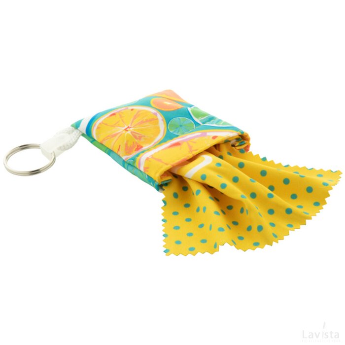 Brillendoekje in etui met sleutelhanger Wit