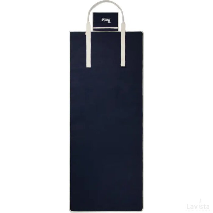 VINGA Volonne AWARE™ recycled canvas strandmat donkerblauw, gebroken wit