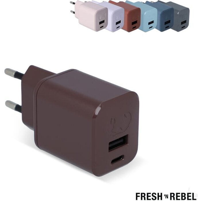 2WC30 I Fresh 'n Rebel Mini Charger USB-C + A PD // 30W donker gun metal